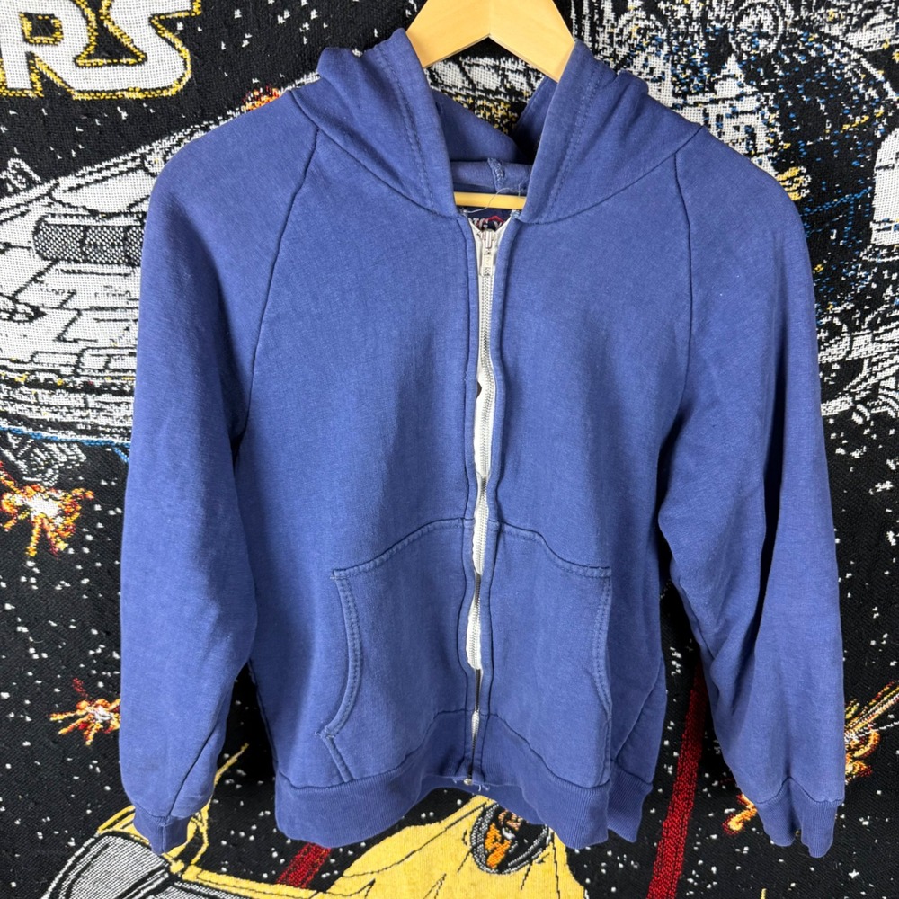 Vintage Big Yank Thermal Lined Zip Up Hoodie Blue Raglan Sweatshirt Small